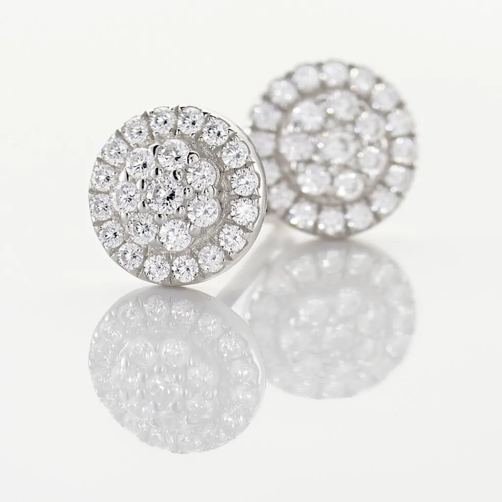 Histoire d'Or Boucles D'oreilles Puces Verane Argent Blanc Oxyde De Zirconium Sale