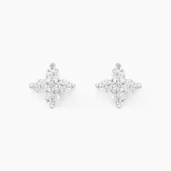 Histoire d'Or Boucles D'oreilles Puces Winter Flower Or Blanc Oxyde De Zirconium Sale