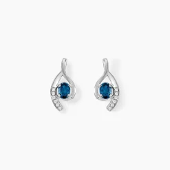 Histoire d'Or Boucles D'oreilles Sagesse Or Blanc Topaze Oxyde or blanc topaze bleue Hot
