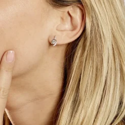 Histoire d'Or Boucles D'oreilles Sagesse Or Blanc Topaze Oxyde or blanc topaze bleue Sale