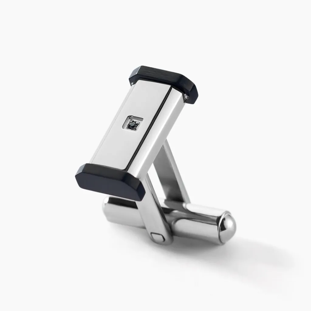 Histoire d'Or Boutons De Manchettes Dax Acier Bicolore Oxyde De Zirconium Hot