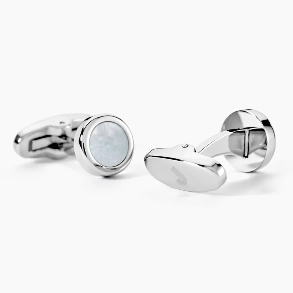 JOURDAN Boutons De Manchettes Athos Acier Argenté Nacre Online