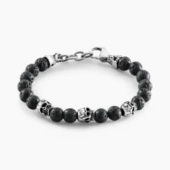 Histoire d'Or Bracelet Acier Blanc Hantz Pierre De Lave