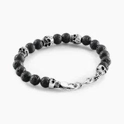 Histoire d'Or Bracelet Acier Blanc Hantz Pierre De Lave