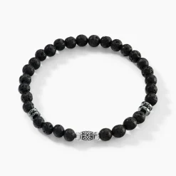 Histoire d'Or Bracelet Acier Hugueso Agates Noires Sale