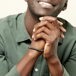 Histoire d'Or Bracelet Acier Hugueso Agates Noires Sale