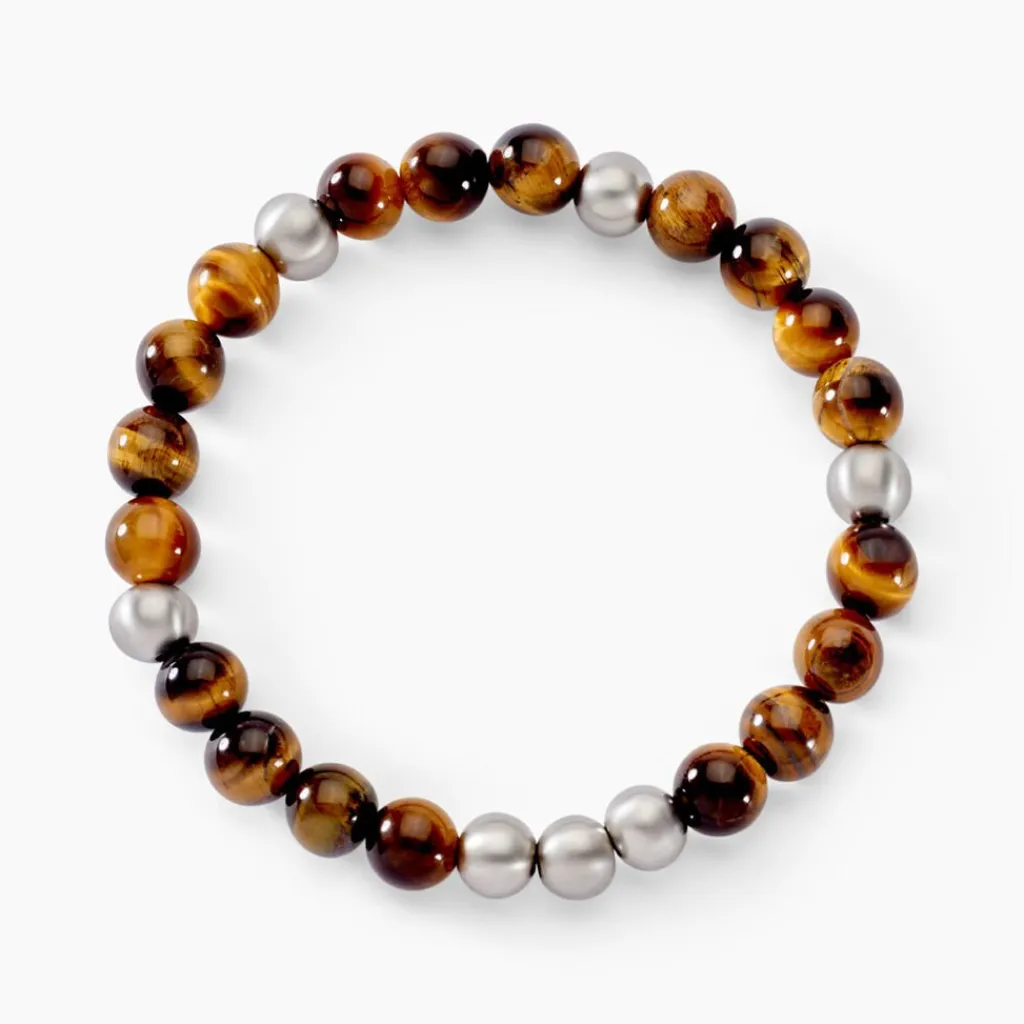 Histoire d'Or Bracelet Adonis Acier Blanc Oeil De Tigre acier blanc oeil de tigre rouge Online