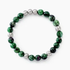 Histoire d'Or Bracelet Adonis Acier Blanc Unakite acier blanc unakite vert