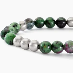 Histoire d'Or Bracelet Adonis Acier Blanc Unakite acier blanc unakite vert