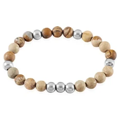Histoire d'Or Bracelet Adonis Acier Blanc Jaspe Africain acier blanc jaspe marron Sale