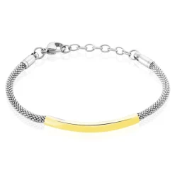 Histoire d'Or Bracelet Aedan Maille Popcorn acier bicolore Discount