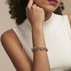 Histoire d'Or Bracelet Aelia Maille Alternee acier blanc Online