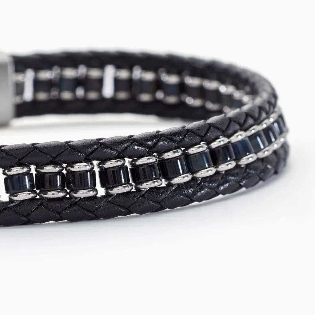 Histoire d'Or Bracelet Alassio Acier Blanc Oeil De Tigre acier blanc oeil de tigre noir Outlet