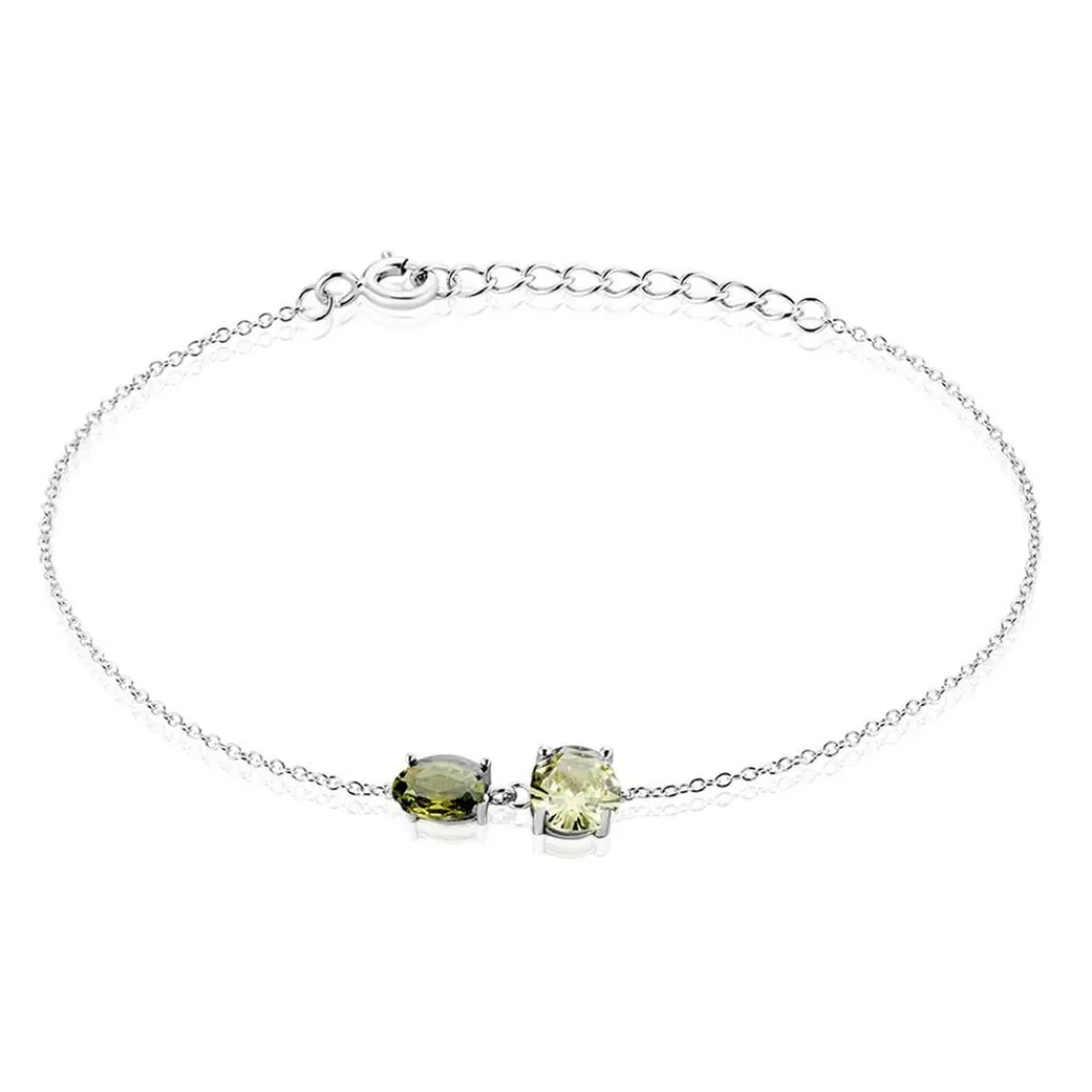 Histoire d'Or Bracelet Argent Blanc Brenna Oxydes De Zirconium argent blanc oxyde vert Sale