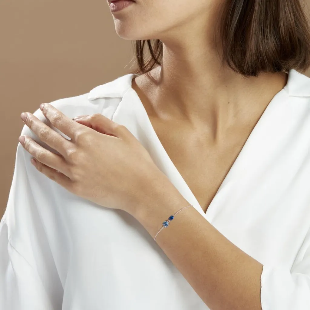 Histoire d'Or Bracelet Argent Blanc Brenna Oxydes De Zirconium argent blanc oxyde bleu swiss Discount