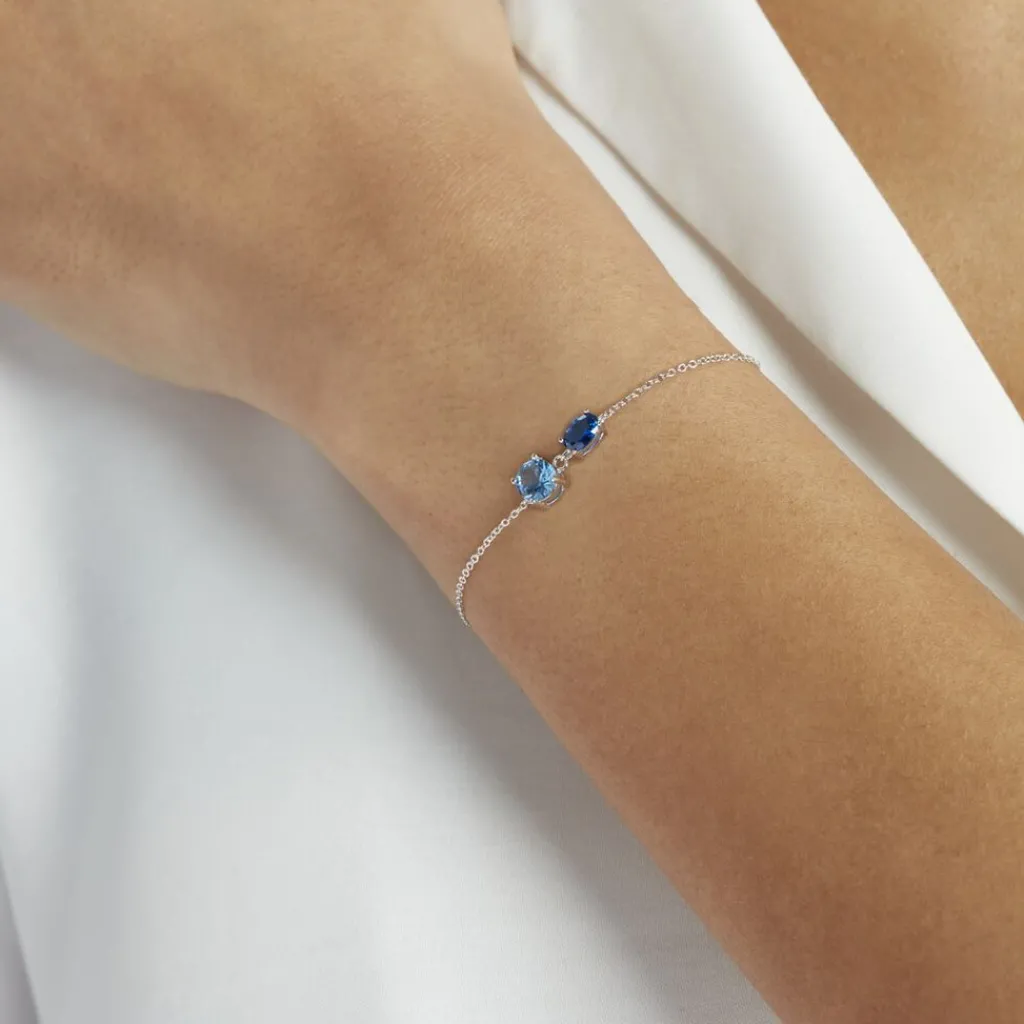 Histoire d'Or Bracelet Argent Blanc Brenna Oxydes De Zirconium argent blanc oxyde bleu swiss Discount