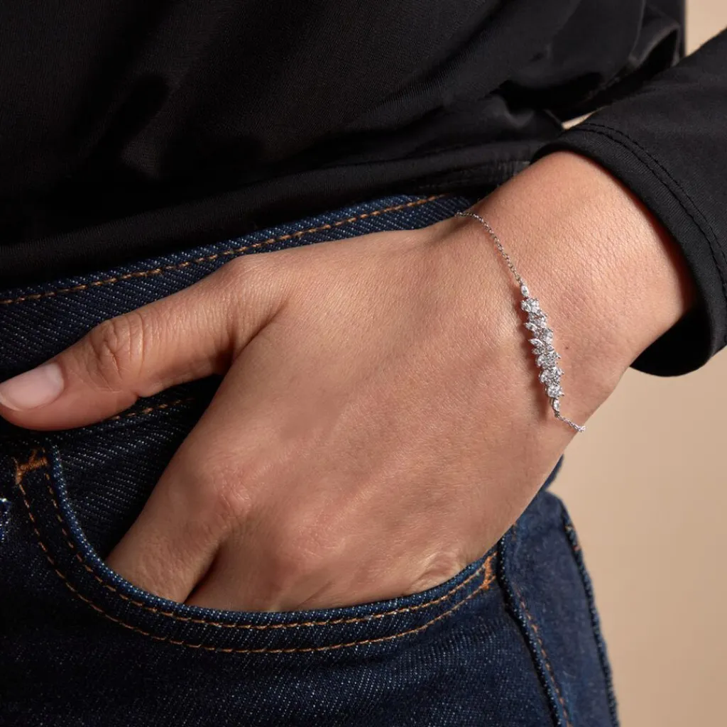 Histoire d'Or Bracelet Argent Blanc Precieux Flocon Oxyde De Zirconium Best