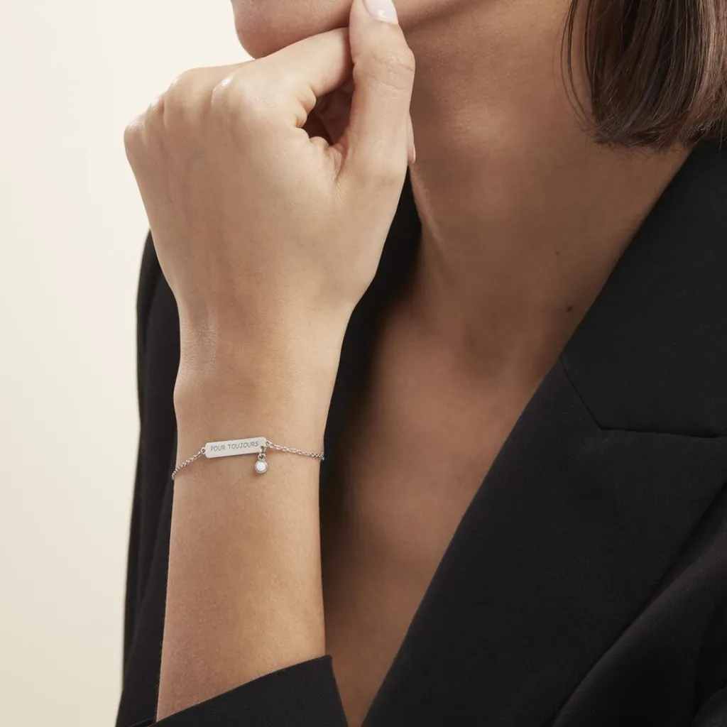 Histoire d'Or Bracelet Argent Blanc Sameera Agate Outlet
