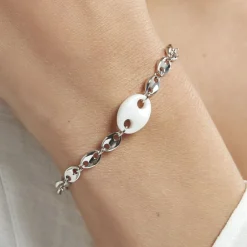 Histoire d'Or Bracelet Ashoka Argent Blanc Céramique argent blanc céramique blanc Sale