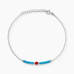 Histoire d'Or Bracelet Behati Argent Blanc Corail Turquoise Outlet