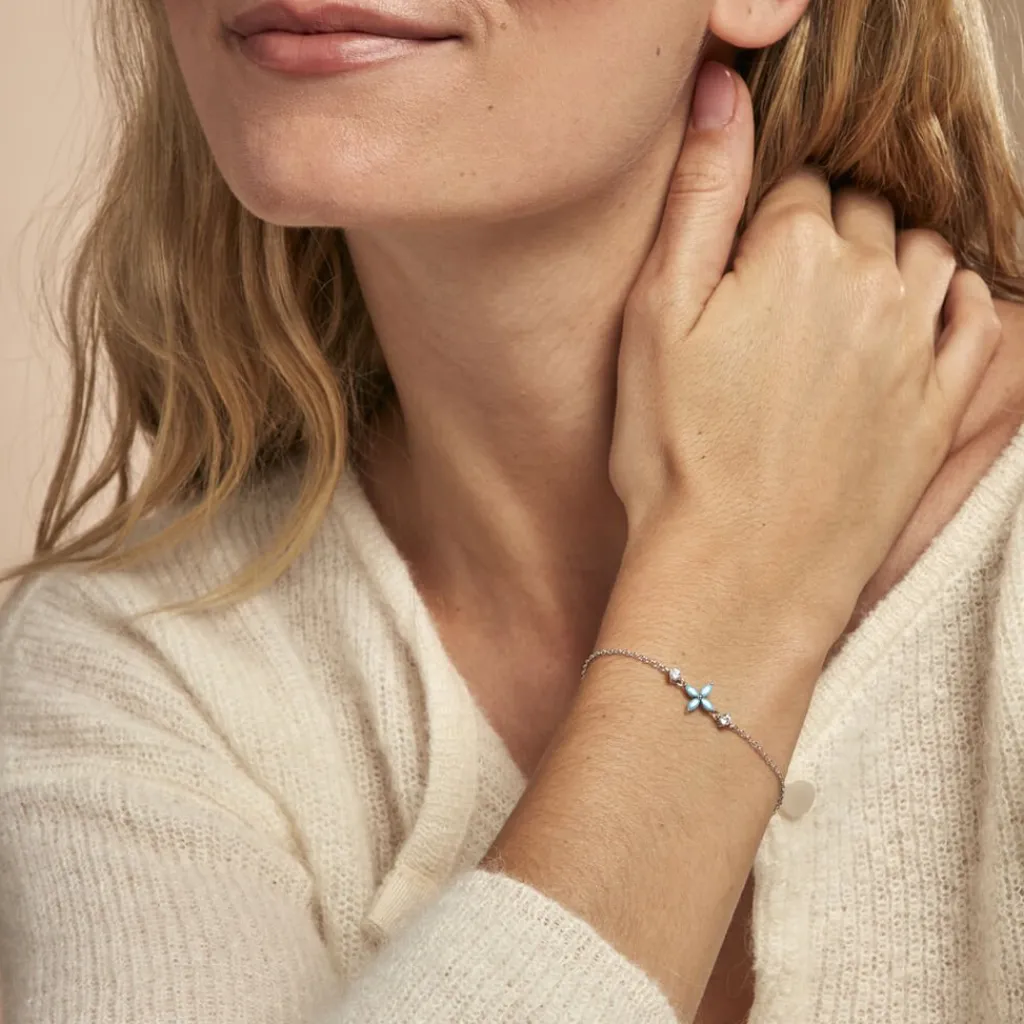 Histoire d'Or Bracelet Bluebirds Argent Blanc Turquoise Oxyde De Zirconium Best