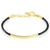 Histoire d'Or Bracelet Boshra Acier Dore Cuir Noir New