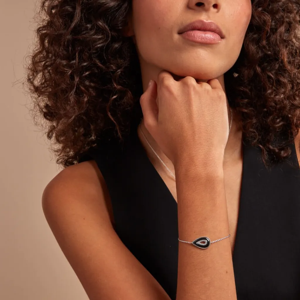 Histoire d'Or Bracelet Boyce Argent Blanc Céramique Oxyde De Zirconium New