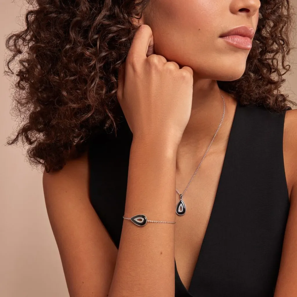 Histoire d'Or Bracelet Boyce Argent Blanc Céramique Oxyde De Zirconium New