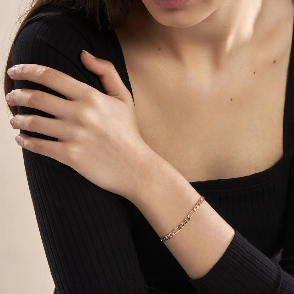 Histoire d'Or Bracelet Cameo Maille Alternée 1/3 or jaune Sale