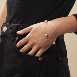 Histoire d'Or Bracelet Cannelle Or Jaune Perle De Culture Best