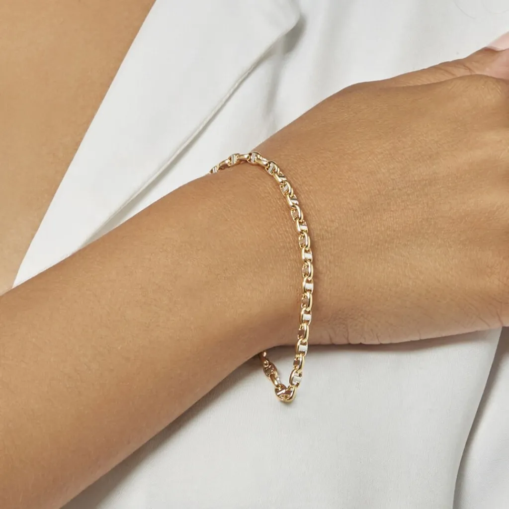 Histoire d'Or Bracelet Carlo Or Bicolore Maille Marine Ronde Clearance
