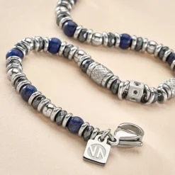 Histoire d'Or Bracelet Cliff Acier Gris Agate Hématite Oxyde De Zirconium acier gris agate bleu