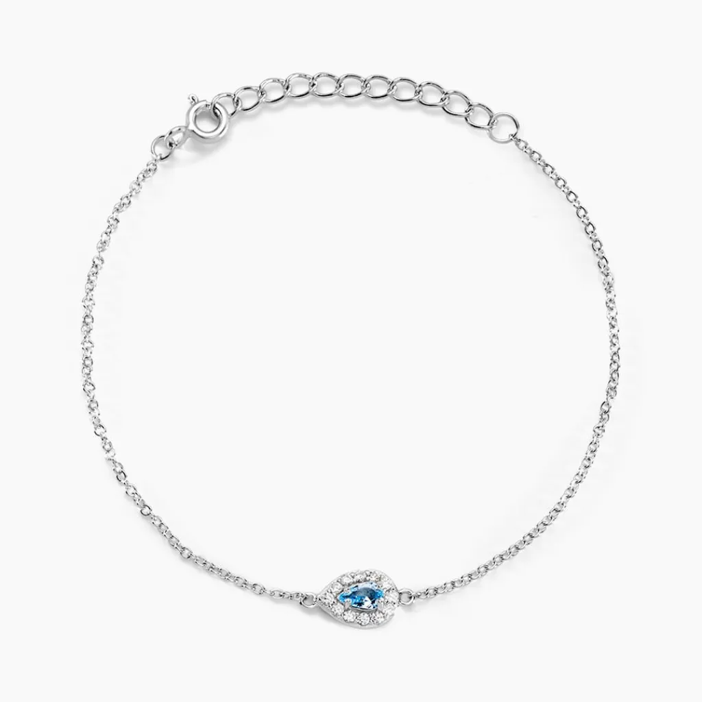 Histoire d'Or Bracelet Court Argent Blanc Tania Oxyde De Zirconium argent blanc oxyde bleu Discount