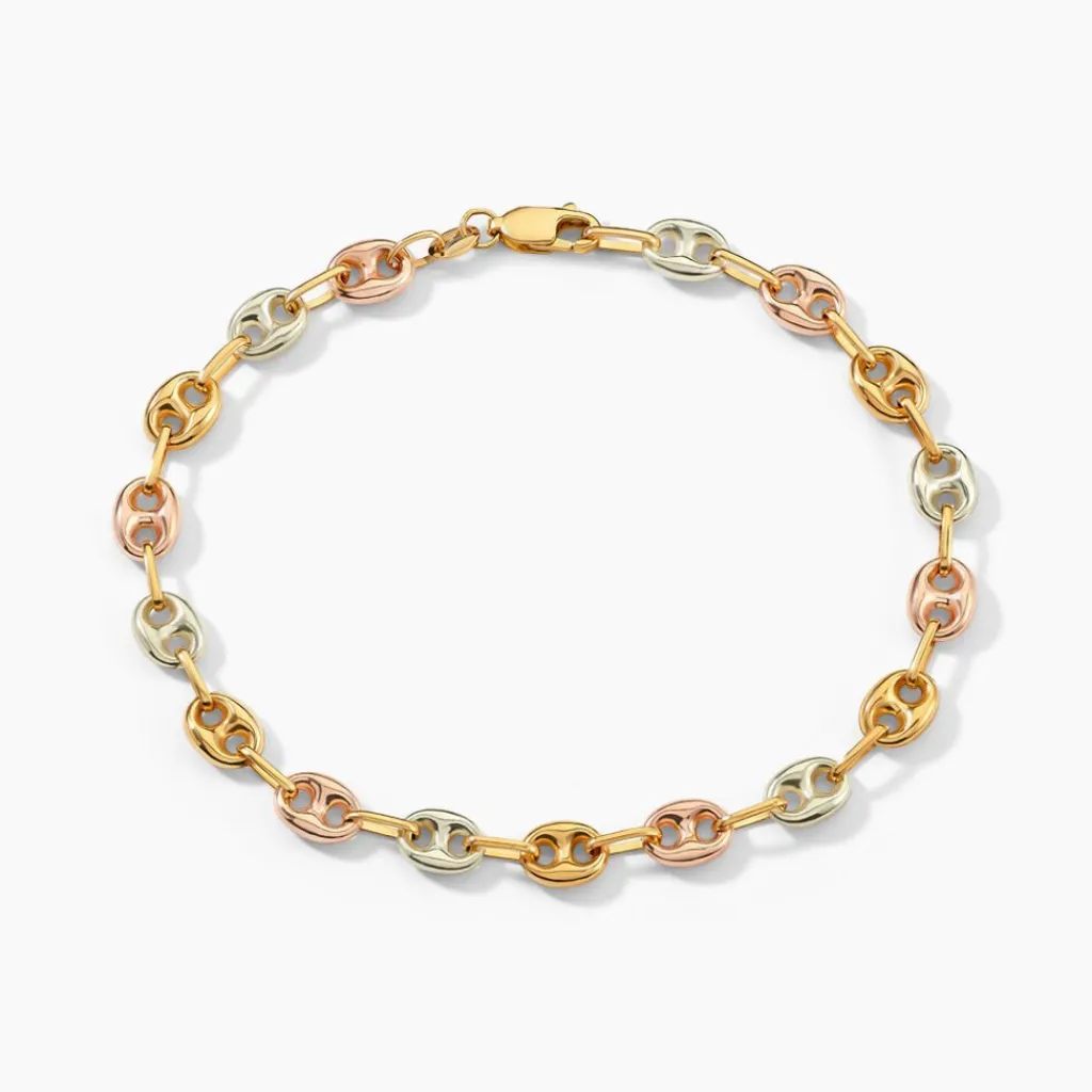 Histoire d'Or Bracelet Dami Maille Grain De Café or tricolore Discount