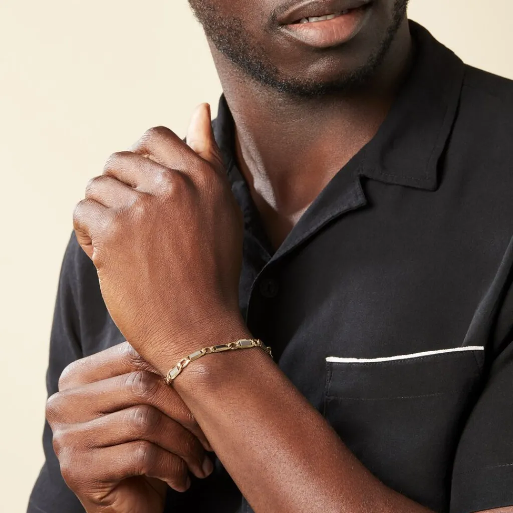 Histoire d'Or Bracelet Danae Plaquette Or Bicolore Discount