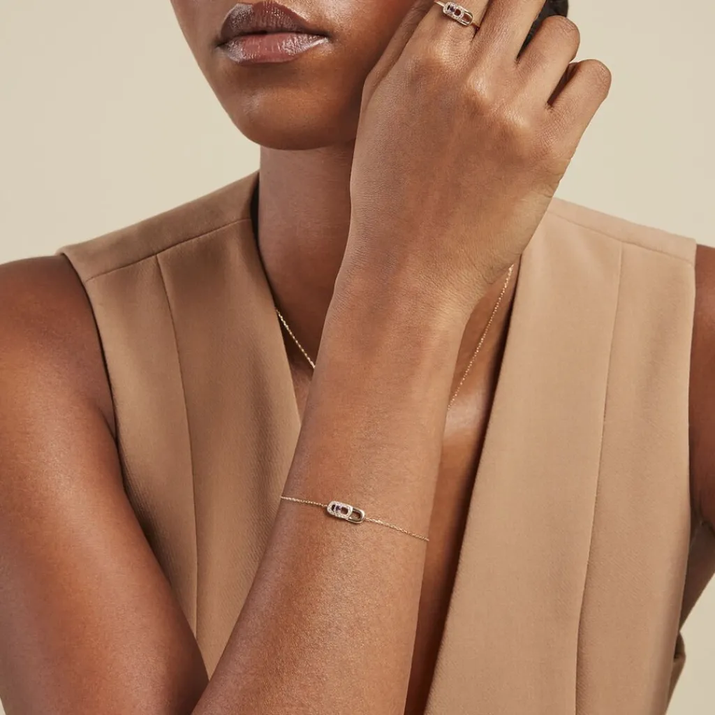 Histoire d'Or Bracelet Deonne Or Jaune Améthyste Oxyde De Zirconium Best