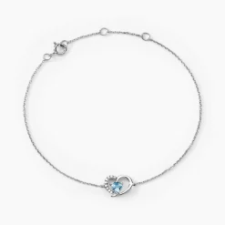 Histoire d'Or Bracelet Eliana Or Blanc Topaze Et Oxyde De Zirconium or blanc topaze bleue Discount