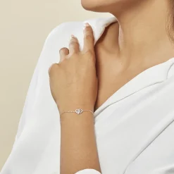 Histoire d'Or Bracelet Eliana Or Blanc Topaze Et Oxyde De Zirconium or blanc topaze bleue Discount