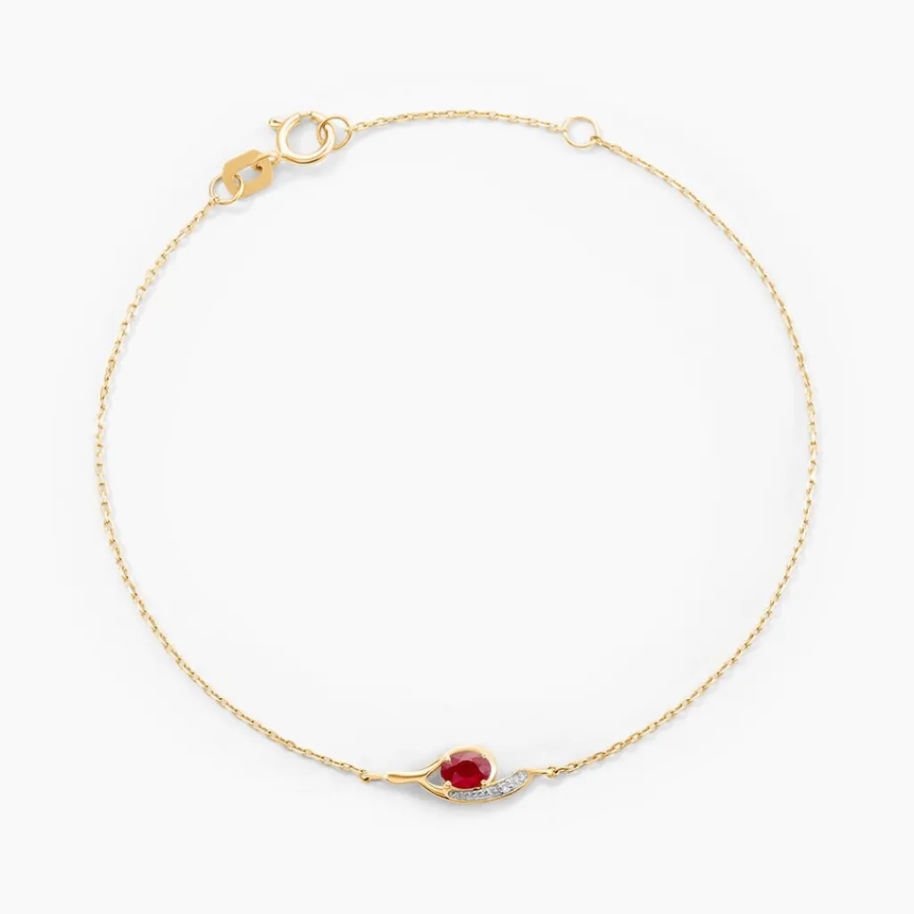 Histoire d'Or Bracelet Emotion Diamant or jaune rubis New