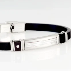 Histoire d'Or Bracelet Eric Acier Blanc Pierre De Synthese Hot