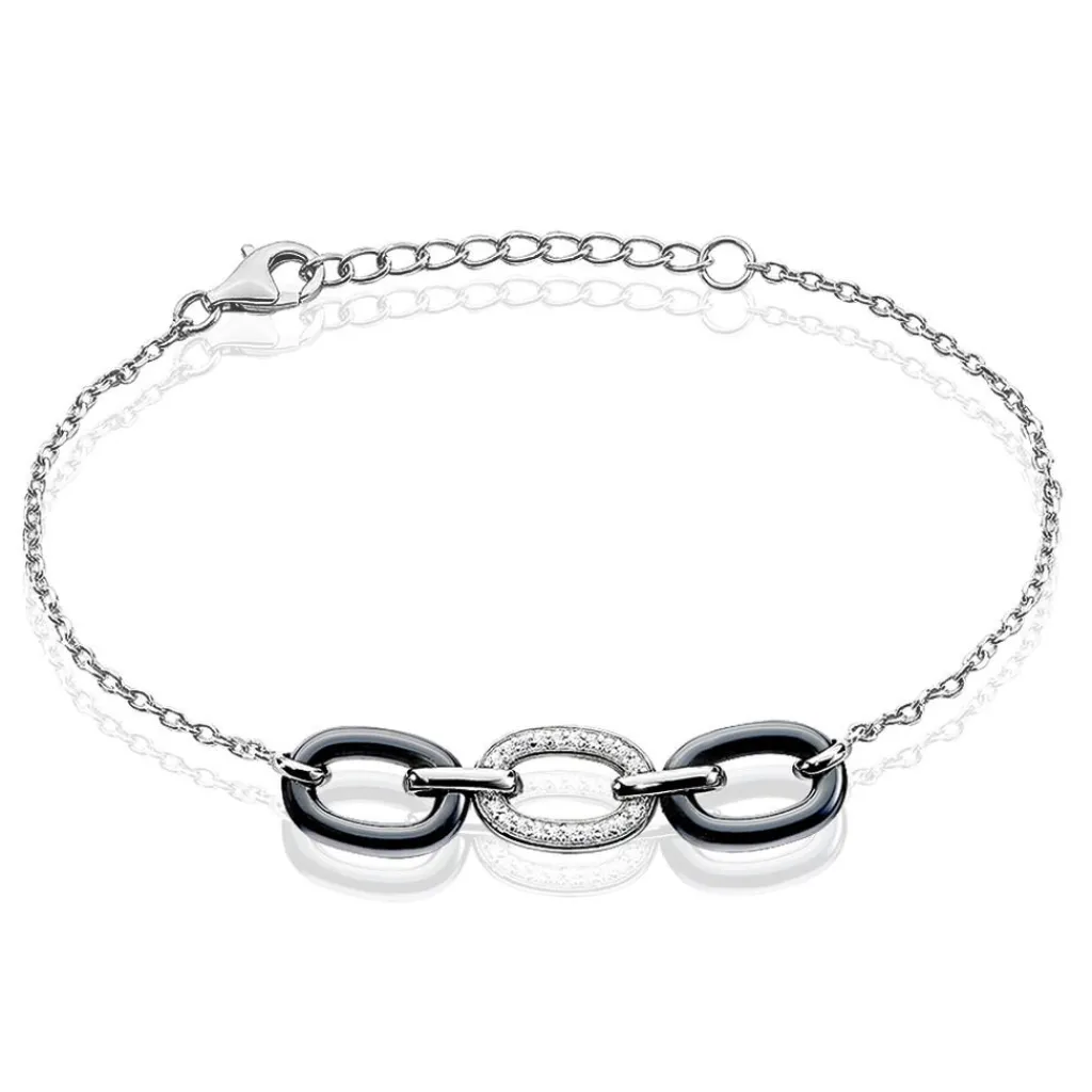 Histoire d'Or Bracelet Eulalie Argent Blanc Céramique Et Oxyde De Zirconium Hot