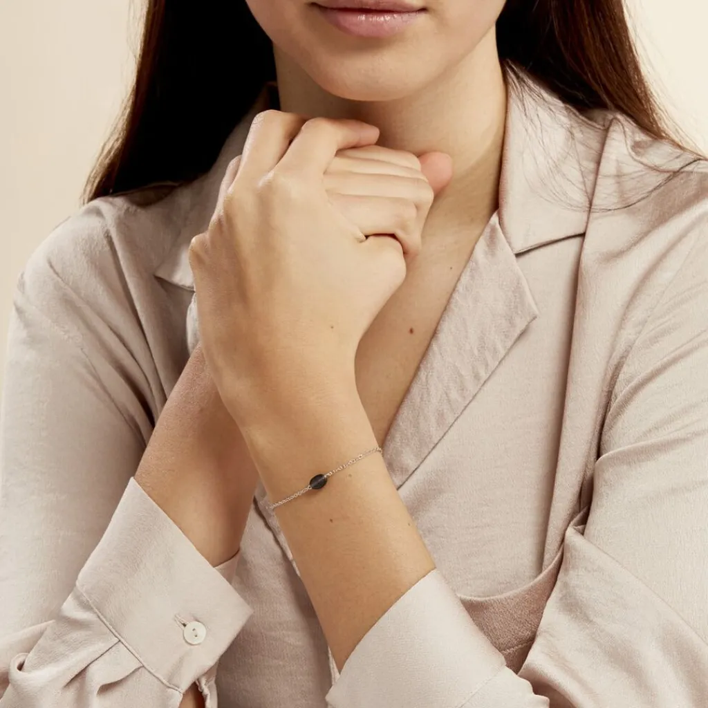 Histoire d'Or Bracelet Evren Argent Blanc Pierre De Synthese argent blanc pierre noire Discount