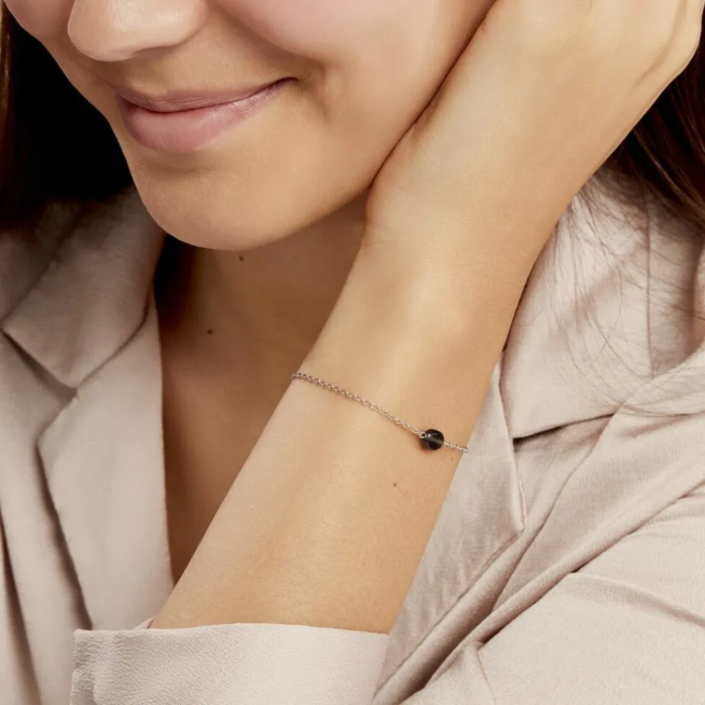 Histoire d'Or Bracelet Evren Argent Blanc Pierre De Synthese argent blanc pierre noire Discount