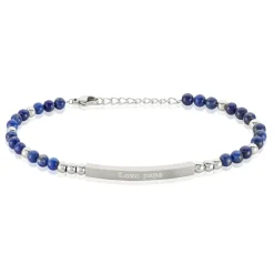 Histoire d'Or Bracelet Identité Acier Blanc Boules Sebastino Lapis Lazuli acier argenté lapis lazuli bleu Best