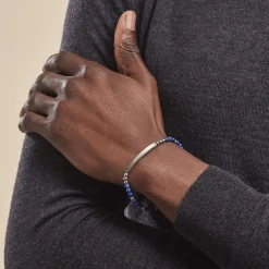 Histoire d'Or Bracelet Identité Acier Blanc Boules Sebastino Lapis Lazuli acier argenté lapis lazuli bleu Best