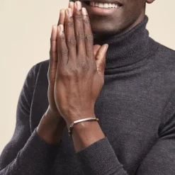 Histoire d'Or Bracelet Identité Acier Blanc Boules Sebastino 艙il De Tigre acier argenté quartz marron Best