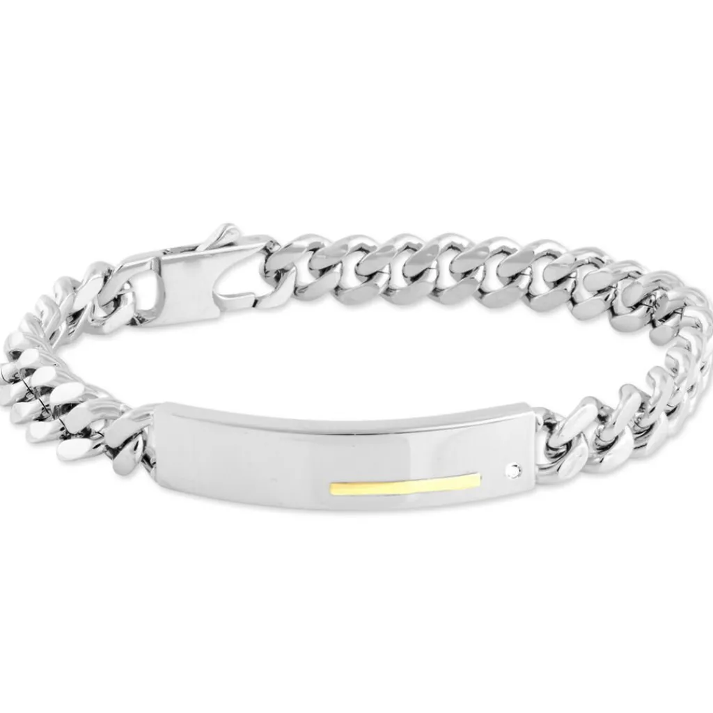 JOURDAN Bracelet Identité Adoline Acier Blanc Diamant Outlet