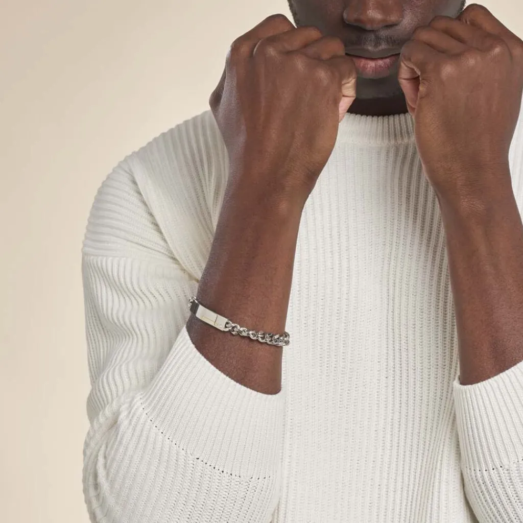 JOURDAN Bracelet Identité Adoline Acier Blanc Diamant Outlet