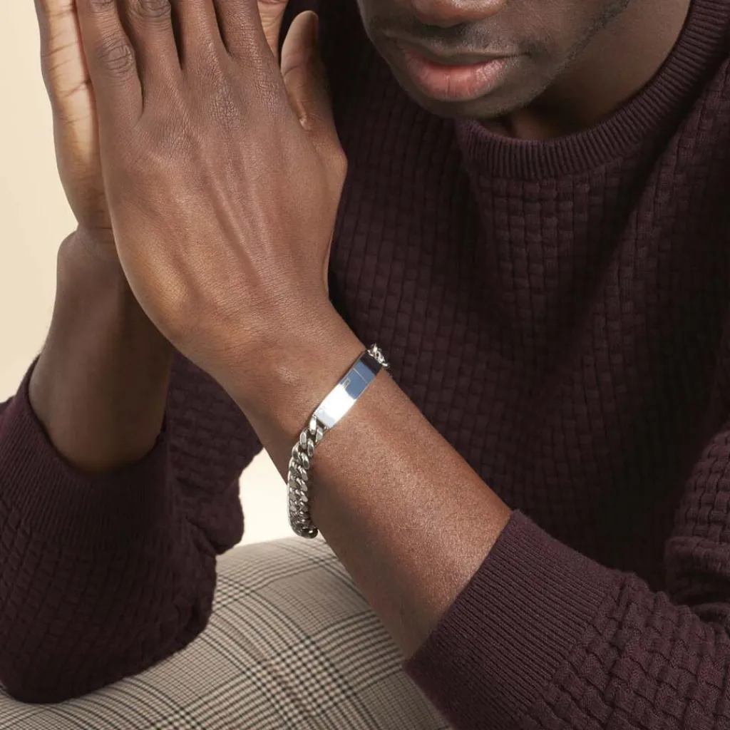 JOURDAN Bracelet Identité Adoline Acier Blanc Diamant Outlet