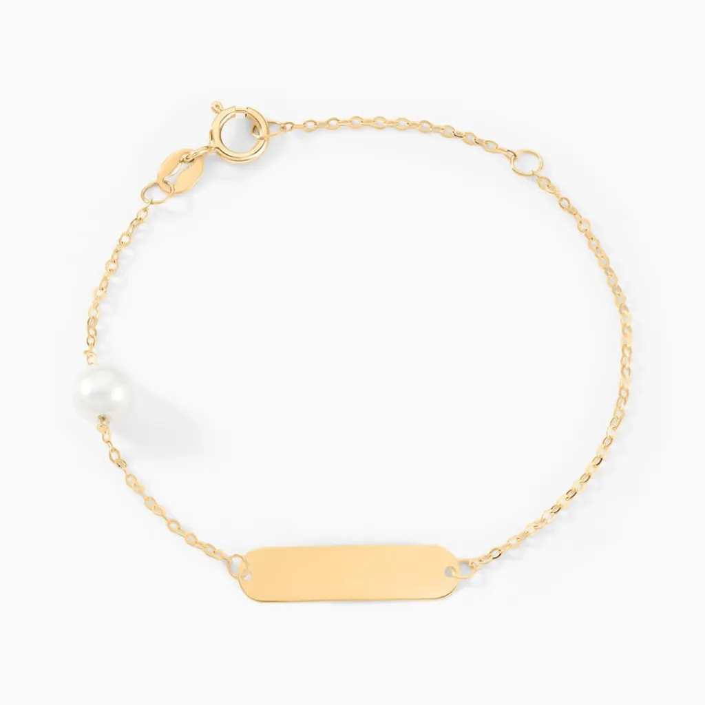 Histoire d'Or Bracelet Identité Helee Or Jaune Perle De Culture New